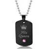 Fashion- Couple Necklace Her King His Queen Crown Couple Square Necklace Ins Titanium Steel Pendant Necklace Valentine's Day Gift