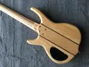 Guitare basse électrique en bois naturel à 5 cordes personnalisée, finition polie, matériel chromé