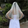 New Designer Elegant In Stock Real Pictures White Ivory Wedding Veils Wrist Length Beaded EdgeTwo Layer Alloy Comb