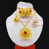 2017 Set di gioielli etiopi Collana in cristallo color oro 24k / pendente / catena per capelli / orecchino / anello Medio Pasqua Habesha Wedding Set J190705
