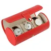 Titta på Display Present Box Case Roll 3 Slot Wristwatch Halsband Armbandsmycken PU LÄDER Box Storage Travel Pouch2841547