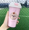 En son 14.2oz drinkware moda kiraz köpek yavrusu plastik saman Harajuku tarzı taşınabilir su bardağı birçok stilleri baskı,