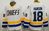 Ed Brothers Slap Shot Charlestown Chiefs Hockey Jersey 16 Jack 17 Steve 18 Jeff Hanson 7 Francine Dunlop 3 Killer Vintage CCM Movie Blue White Jerseys