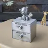 Forma de cajón de oso esencial Primer diente y caja de rizos Esenciales para fiestas de bebés Color plateado cepillado Aleación de zinc Recuerdo para recién nacidos Regalos de bautismo de Christan