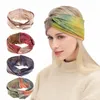 Mulheres tingido em nó Headband elástica Cruz Big Bow Hairbands Yoga Academia Run Faixa de Suor Knot Wide Band Turban Bohemian Lenço na D62907 12Color