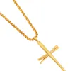 2020 Crucifix Cross Pendant Necklace Bracelet Gold silver Gun Plated Stainless Steel Fashion Religious Jewelry for Women Men Faith Necklace