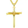 Hip-hop Splicing Nail Cross Necklace Mens Guld Rostfritt Stål Jesus Kristus Pendants Halsband Hip Hop Smycken