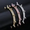 Party Hip Hop Iced Out Bling Kubikzircon Hip Hop Roségold Silber Nietenarmbänder Spike Armreifen Geschenke für Männer Frauen