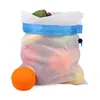 12 pcs malha reutilizável produz sacos cordão malha bolsa bolsa para frutas vegetais compras de compras de armazenamento saco de embalagem