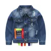 Spring Europe baby pojkar jeans jacka rock barn bokstäver färgglada flätning långärmad outwear denim jacka barn rockar w3461686206