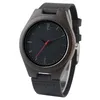 Relógio masculino casual preto de madeira natural, relógio analógico de quartzo, relógio de pulso de bambu com pulseira de couro, presente reloj246c