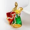 Wholesale-Christmas Brooch Rhinestone Crystal Brooches Bell Snowman Angels Brooch And Pin Clothes Decor Christmas Gifts XZ86