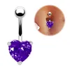 Cute Peach Heart Zircon Crystal Body Jewelry Stainless Steel Rhinestone Navel & Bell Button Piercing Rings for Women Gift