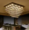 Square K9 Crystal Raindrop Chandelier Lighting Flush Mount LED Ceiling Light Fixture for Dining Room Bathroom Bedroom Livingroom