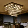 Vierkant K9 Crystal Raindrop Kroonluchter Verlichting Flush Mount LED Plafondlamp Fixture voor Eetkamer Badkamer Slaapkamer Woonkamer