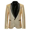 Neueste Mode Männer Gold Pailletten Blazer Schal Revers Party Stilvolle Anzug Blazer Geschäfts Hochzeit Party Outdoor Jacke Tops