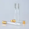 10ML البسيطة عطر زجاج زجاجات عينة زجاجة رذاذ العطر إعادة الملء البخاخة قوارير الزجاج زجاجة مع الذهب الأسود الفضة كاب