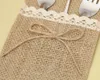 Großhandel Natürliche Jute Besteck Messer und Gabeln Besteck Set Besteck Tasche Halter Sackleinen Spitze Party Hochzeit Decor