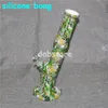 vendita calda pipa ad acqua inebriante stampa non sbiadita bong in silicone bong in vetro dab rig tubo di vetro spesso narghilè