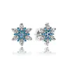 Blue CZ diamond snowflake Stud Earrings luxury designer Women Jewelry for Pandora 925 Silver Earring with Original box set