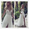 Abiti limor rosen abiti da sposa in pizzo a-line dellusione del corpetto gioiello garden beach boho party abito da sposa