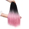 24-calowy Ombre Senegalese Twist Hair Szydełka warkocze 20 Roots / Pack Syntetyczny oplatający Włosy dla kobiet Szary, Bonde, Różowy, Brązowy