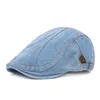 Unisex Denim Flat Newsboy Driving Hat Cap Outdoor Travel Men Women Simple Berets Adjustable Peaked Cap Ivy Cabbie Caps