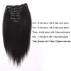 Schwarze Frauen Clip-In-Extensions aus grobem Yaki-Echthaar, 100 % reines Remy-Haar, 9 Stück, 120 g, Güteklasse 8A, für dünnes Haar, natürliches Schwarz