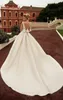 Элегантные 2020 Новые свадебные платья с атласным пляжем с карманами Backless Bow Beho Beach a Line Backless Wedding Dress Bridal Howns 4616220p