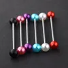 Pearl Acrylic UV Ball Industrial Barbell Earring Stainless Steel Ear bar Piercing Body Jewelry 14G For Sexy Women Men263m