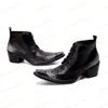 Bottises de type britannique Bottes pointues Toe de fer noir Bottes en cuir authentique