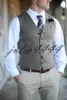 2019 Brown Groom Vests Country Wedding Wool Vest Slim Fit Men's Suit Vest Dress Coat Dress Waistcoat Farm Prom2941