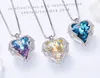 Wholesale- Love Pendant Necklace for women Angel Wings Blue Heart Necklace copper Mothers Day Gift fine jewelry silver plated
