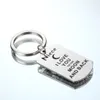 Rostfritt stål Thanksgiving Gift Mäns Square Keyring Dog Tag Keychain Smycken Fathers Day Presenter till pappa