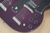 Fabrika Özel Çift Boyun Mor Mor Elektrikli Gitar 612 Stringschrome Houdwareblack PickguardOffer Özelleştirilmiş8799159