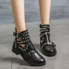 Hot Sale-SAGACE загрузка Женщина мода заклепка пояс пряжка ботинки женщин ботинок Учащихся вскользь ботинки женщины 2019 Большого размера Single