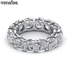 Vecalon 10 Styles Classic Frand Band Ring 925 Стерлинговые серебряные обручальные кольца для женщин для женщин