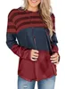 Femme Patchwork Drawstring Hoodie 8 Colors Streetwear Sweat-shirt décontracté Top extérieur Loose Long Streetwear Striped Ljjo7130