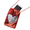 Custodia per cellulare con cordino per ragazze, donne, sport all'aria aperta, moda, borsa per cellulare in tessuto con glitter