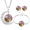Hot sale Tree of Life Jewelry sets Glass Cabochon Moon Time Gemstone Pendant Necklaces Bracelet Stud Earrings For women Fashion Jewelry Gift