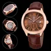 Montre de haute qualité pour hommes, mouvement automatique, montre-bracelet en acier inoxydable, bracelet en cuir, dos en verre Transparent 012-2302f