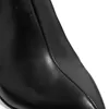 Heißer Verkaufs- Schaffell Leder klobige High Heels Schuhe Patchwork-Pfeiße Zehen Feste Knöchelstiefel Größe 34-43 Gummiband schwarz weiß
