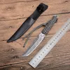 Hochwertiges kleines Katana-Messer mit feststehender Klinge, 440C-Tanto-Klingen, voller Tan-Paracord-Griff, gerade Messer mit Lederscheide