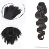 Braziliaanse maagdelijke natuurlijke zwarte clip in elastische bandbanden trekstring krullende lichaamsgolf kinky staight echte menselijke haar paardenstaart hair extensions