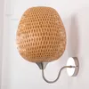 Pastoral Bamboo Wall Lamp mão de malha Sconce Entrada Foyer Porch Loft Hotel Bar cabeceira quarto Sofá Side País Handmade Madeira Iluminação