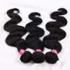 3pcs 100g Brazilian color 1 Black Human Hair Weave Bundles Peruvian Malaysian Cambodian Body Wave Jet black Hair Extensions3961229