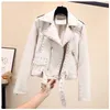 New fashion women''s long sleeve turn down collar PU leather cool punk rivets patchwork plus size jacket coat casacos S M L XL