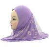 Baby moslim hijab wraps islamitische kinderen sjaals hoofddoek kinderen zomer goud stempelen ademend tulband jongens meisjes etnische sjaal pashmina yp855