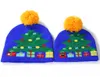 Parent Kids Christmas Led Lighting Hat Cap Child Adult Flexibility Crochet Snowflake Christmas Tree Deer LED Beanie Hat