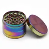 Rainbow Grinders Iceblue Zinc Alloy Smoking Metal Grinder 40/50/55/63mm Diameter 4 Parts Herb Crusher Herbal Crushers Fast Ship